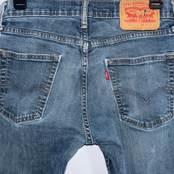 Levi’s 513 Men's Slim Straight Jeans W29 L32 Medium Wash Distressed Look Denim - Picture 4 of 14